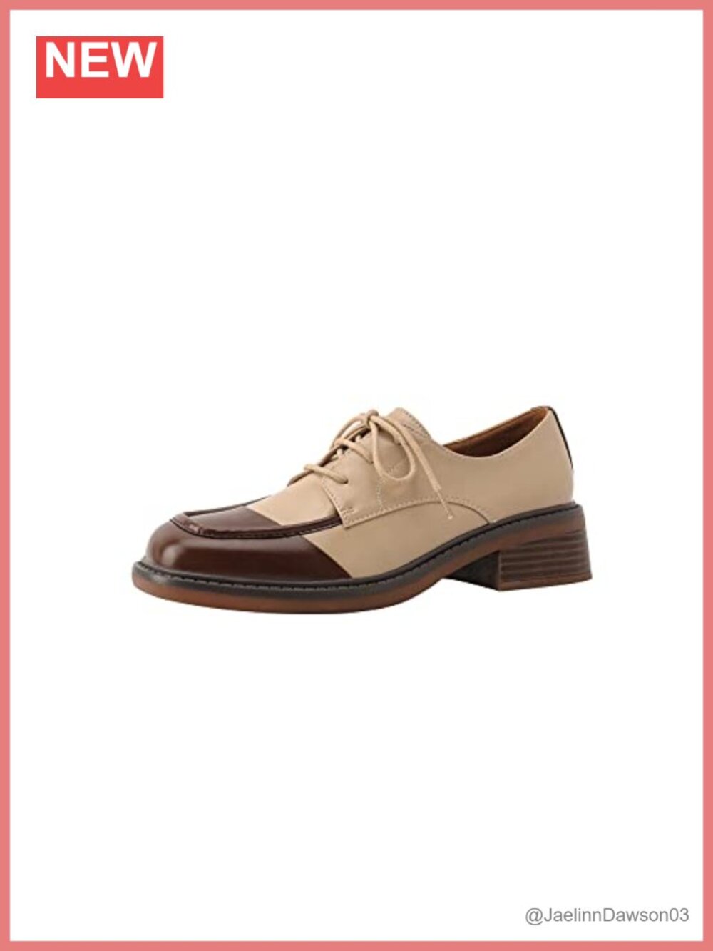 Genuine Leather Women's Vintage Lace Up Oxford Shoes Low Heel